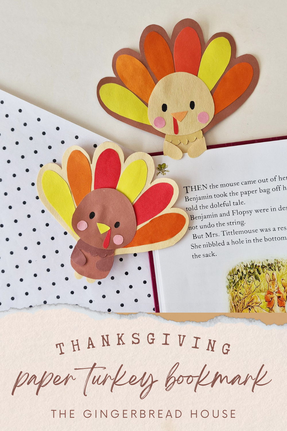 Thankful Paper Turkey Bookmark {+ Free Template} - The-Gingerbread with Turkey Bookmark Template