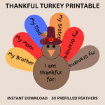 Thankful Turkey Craft: Thanksgiving Printable (Pdf)   Etsy With Regard To Gratitude Turkey Template