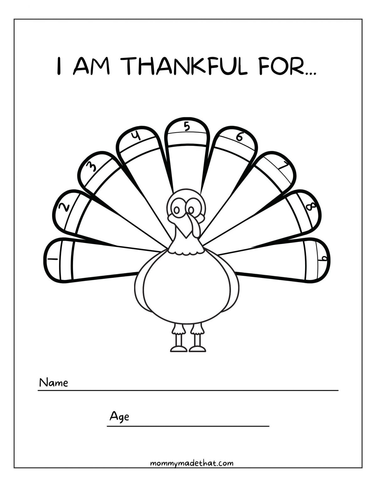 Thankful Turkey Printable within Thankful Turkey Template