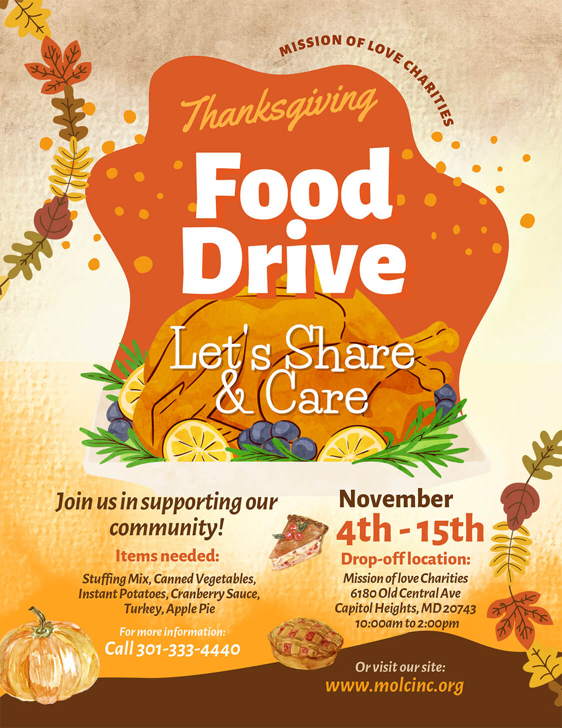 Thanksgiving Food Drive | Mission Of Love Charities, Inc. with regard to Turkey Drive Flyer Template