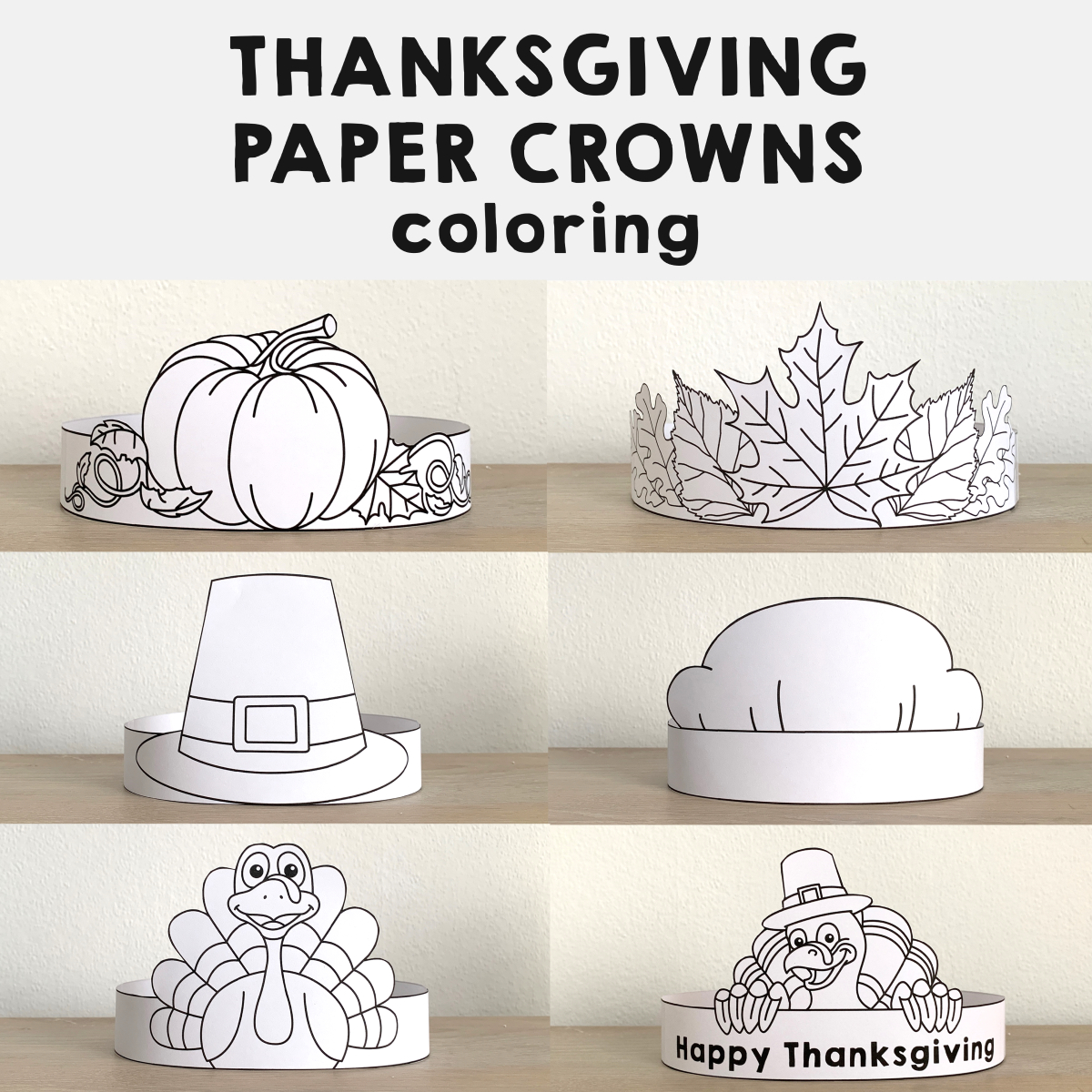 Thanksgiving Hats Crowns Printable Paper Coloring Fall Autumn regarding Printable Turkey Hat Template
