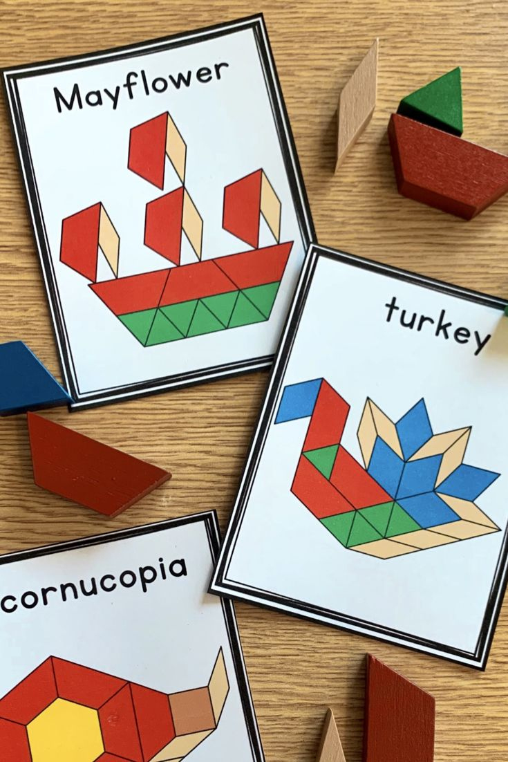 Thanksgiving Pattern Blocks Mats in Pattern Block Turkey Template