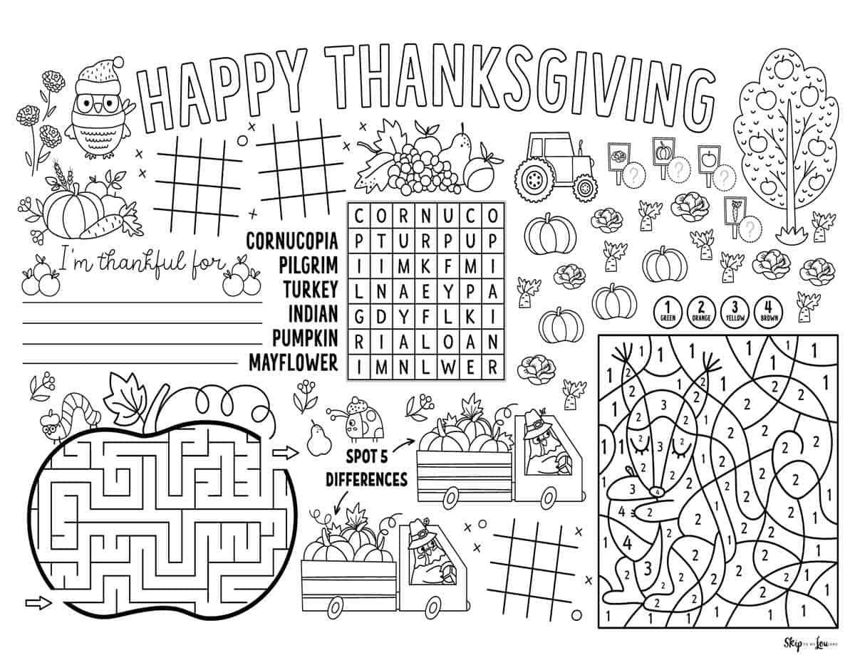 Thanksgiving Placemats | Skip To My Lou pertaining to Turkey Placemat Template