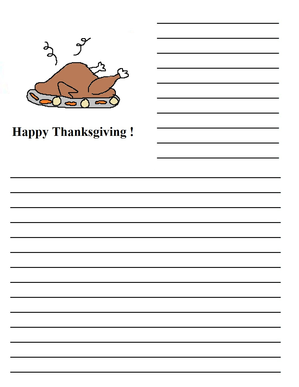 Thanksgiving Printable Writing Paper in Turkey Writing Paper Template