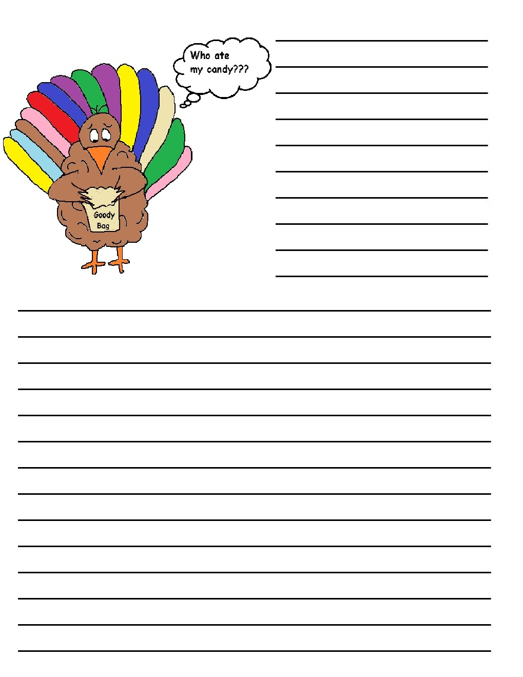 Thanksgiving Printable Writing Paper pertaining to Turkey Writing Template Free