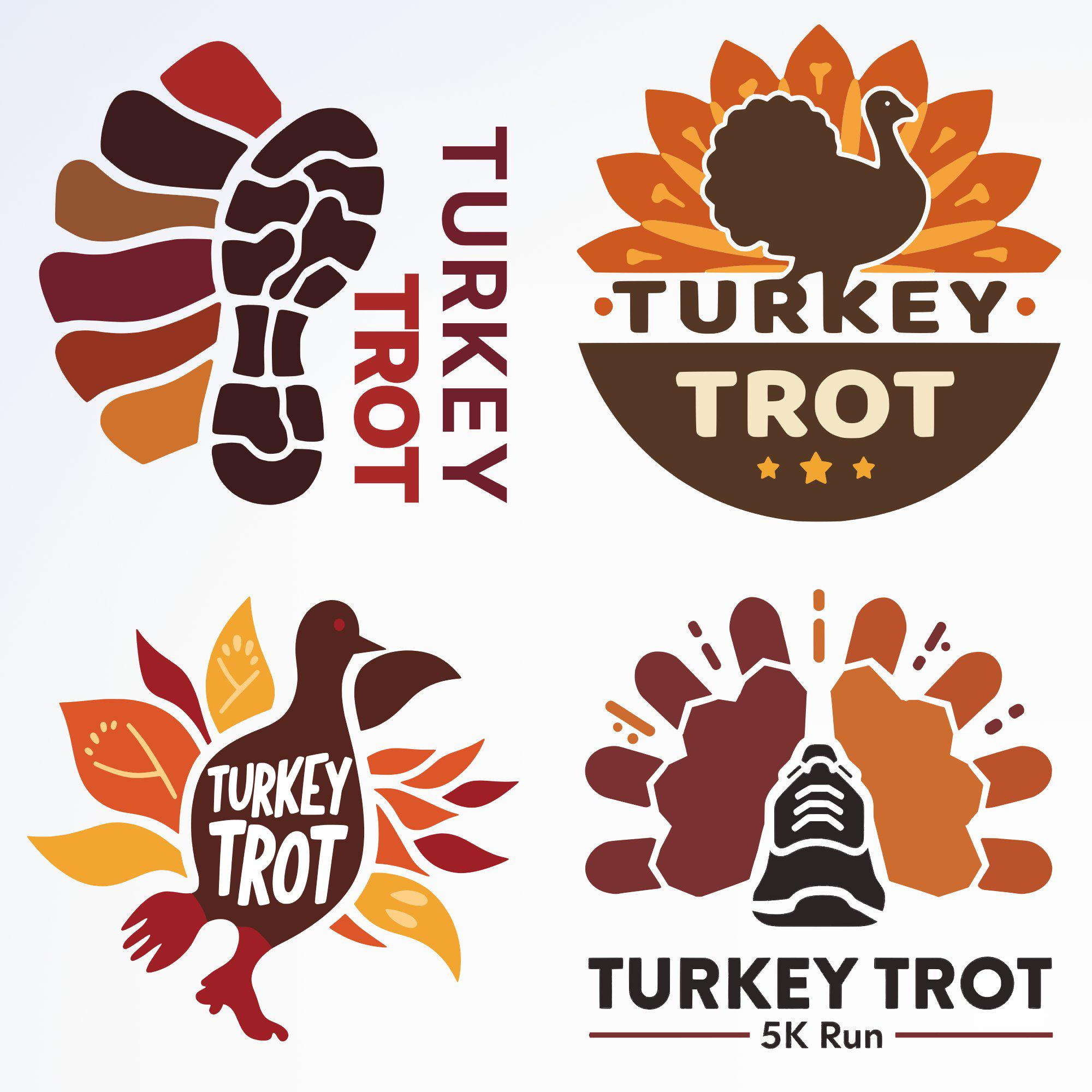 Thanksgiving Running Event Logo Ideas, Turkey Trot Retro - 5K Race within Turkey Trot Design Templates