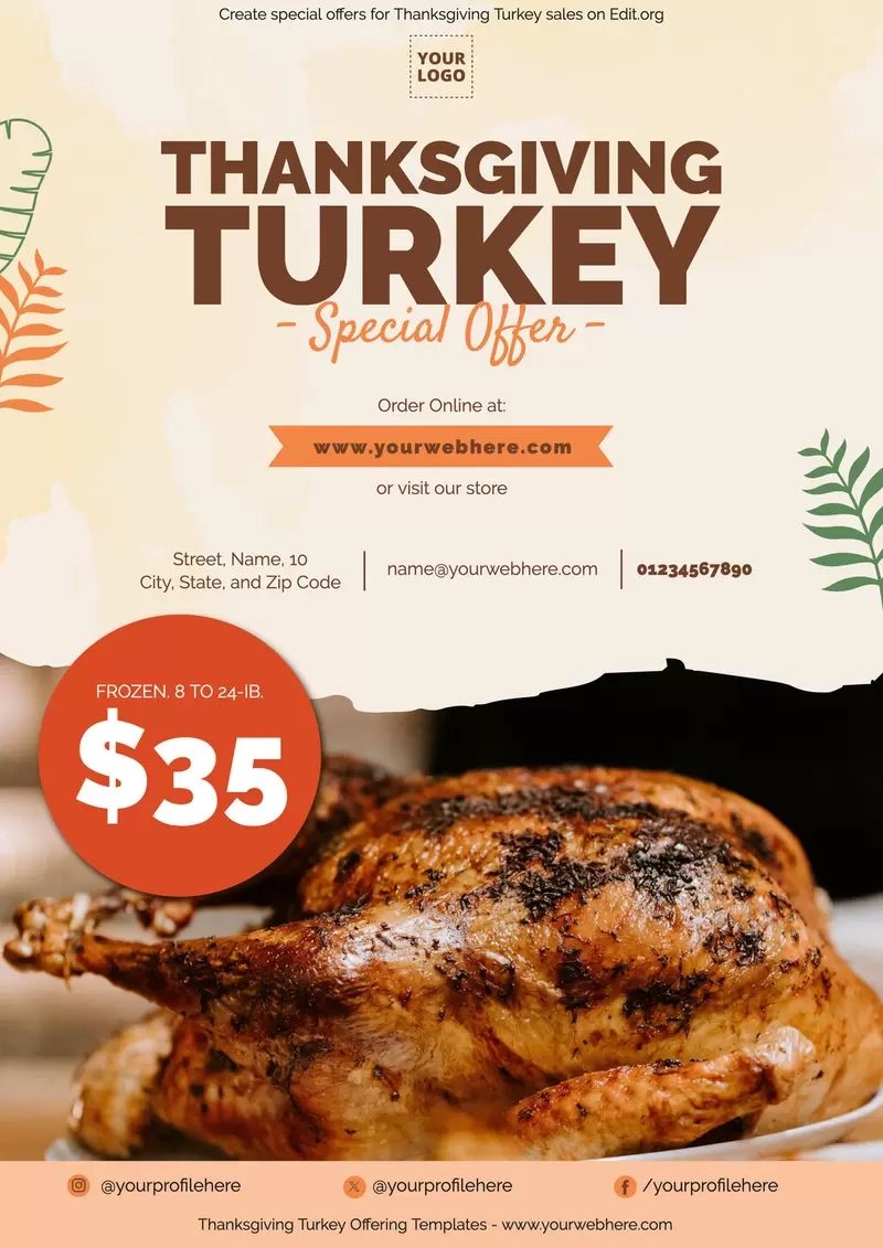 Thanksgiving Turkey Giveaway Flyer Templates regarding Turkey Giveaway Flyer Template