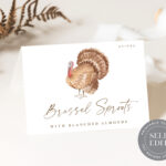 Thanksgiving Turkey Table Tent Card Template: Friendsgiving Diy For Turkey Card Template