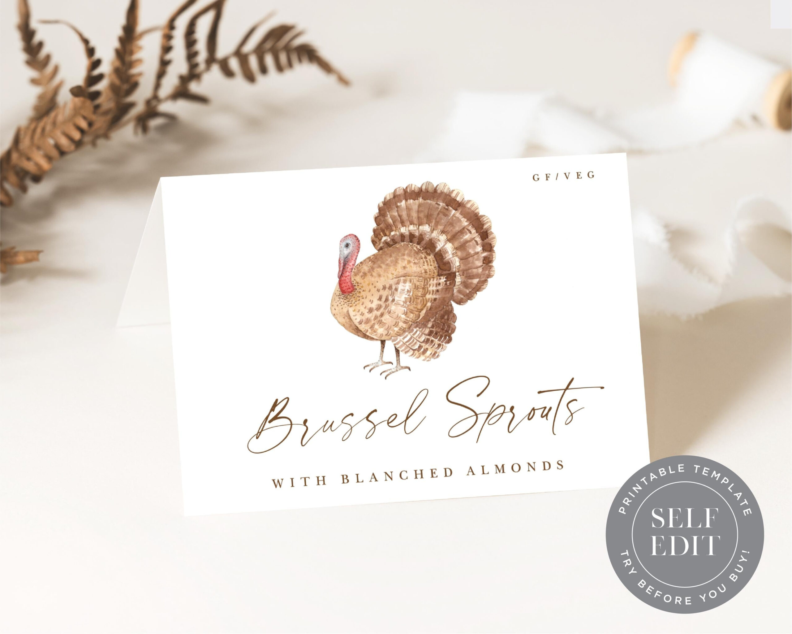 Thanksgiving Turkey Table Tent Card Template: Friendsgiving Diy for Turkey Card Template