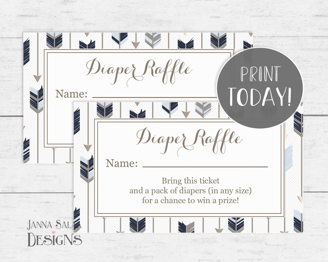 Tribal Arrow Diaper Raffle Tickets Instant Download Printable Navy with regard to Free Printable Tickets Template Diaper Raffle Feather Tribal Arrow