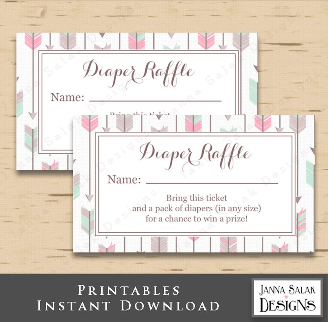 Tribal Arrow Diaper Raffle Tickets Instant Download Printable with Free Printable Tickets Template Diaper Raffle Feather Tribal Arrow