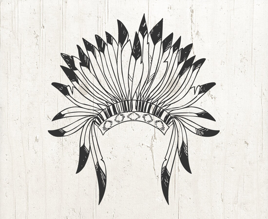 Tribal Svg, Boho Svg, Headdress Svg, Feathers Svg, Headdress Clip throughout Feather Template For Indian Headband Circut