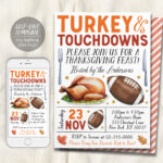 Turkey And Touchdowns Invitation Editable Template, Friendsgiving In Turkey Invitation Template