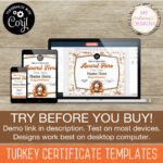 Turkey Certificate Template Set   5 Design Templates! 8.5X11 With Turkey Trot Certificate Template