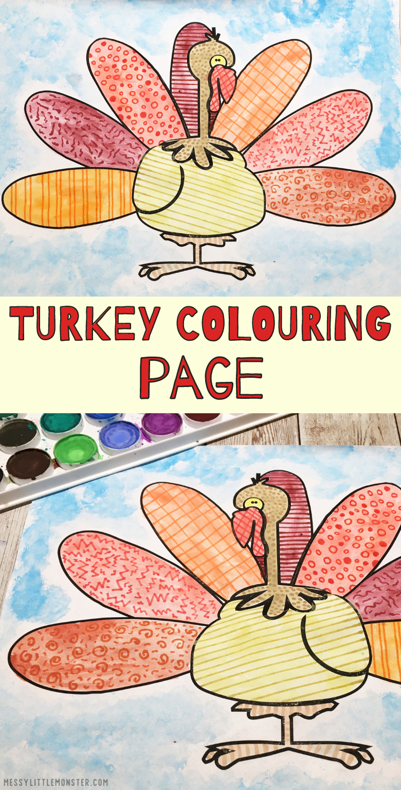 Turkey Colouring Page Zentangle Art - Messy Little Monster inside Zentangle Turkey Template