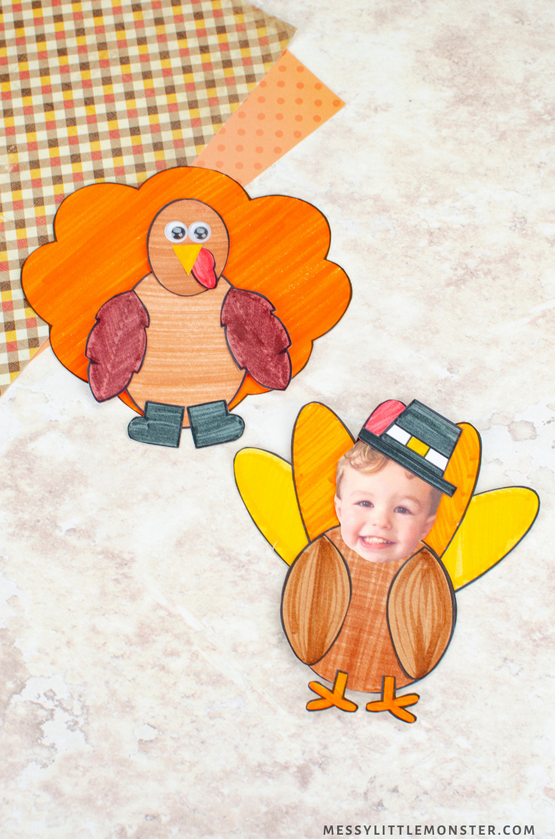 Turkey Craft Template - Mix And Match Thanksgiving Craft - Messy intended for Free Printable Turkey Face Cut Out Template