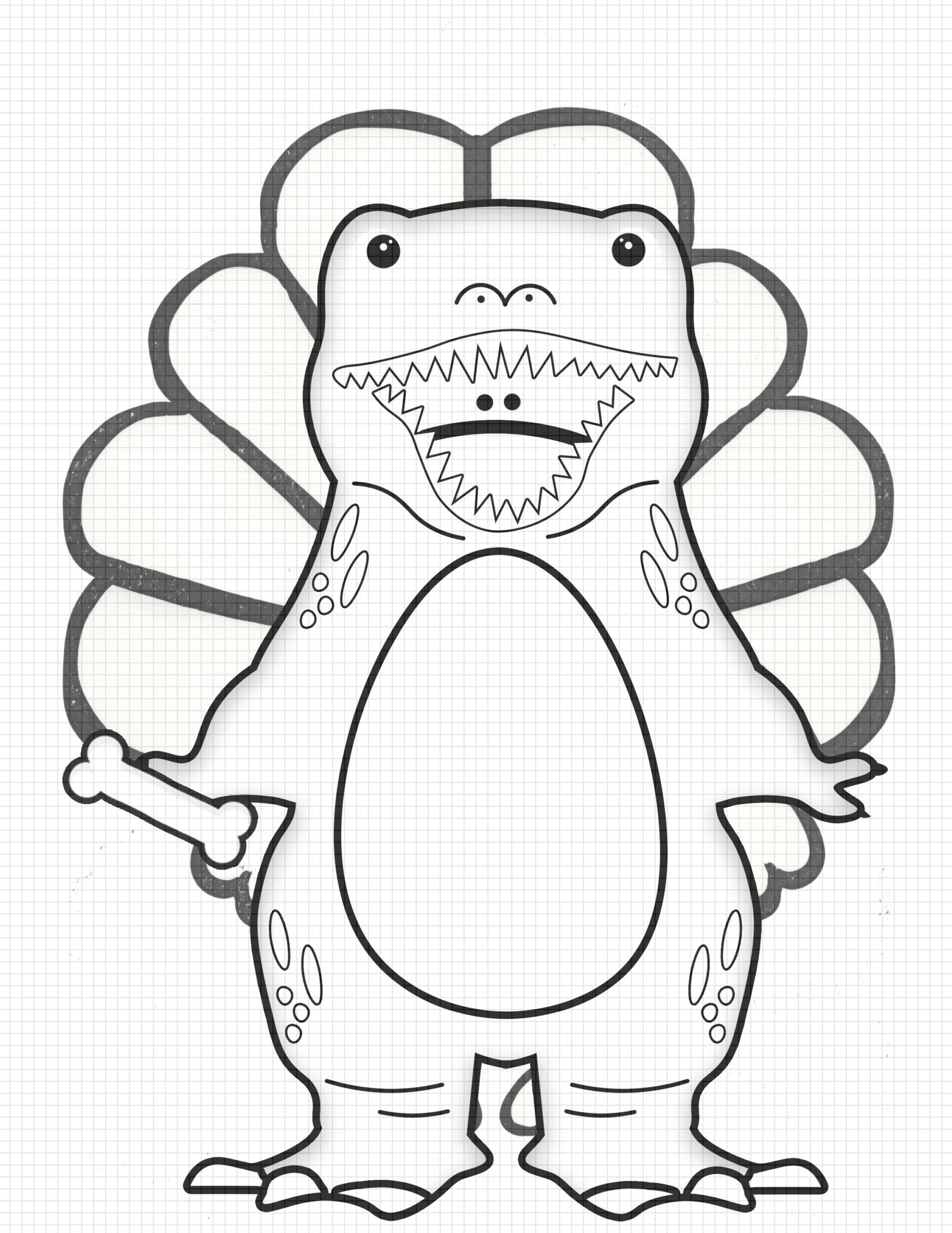 Turkey Dinosaur Disguise Coloring Kit (Pdf Pattern) - Etsy in Disguise A Turkey Dinosaur Template