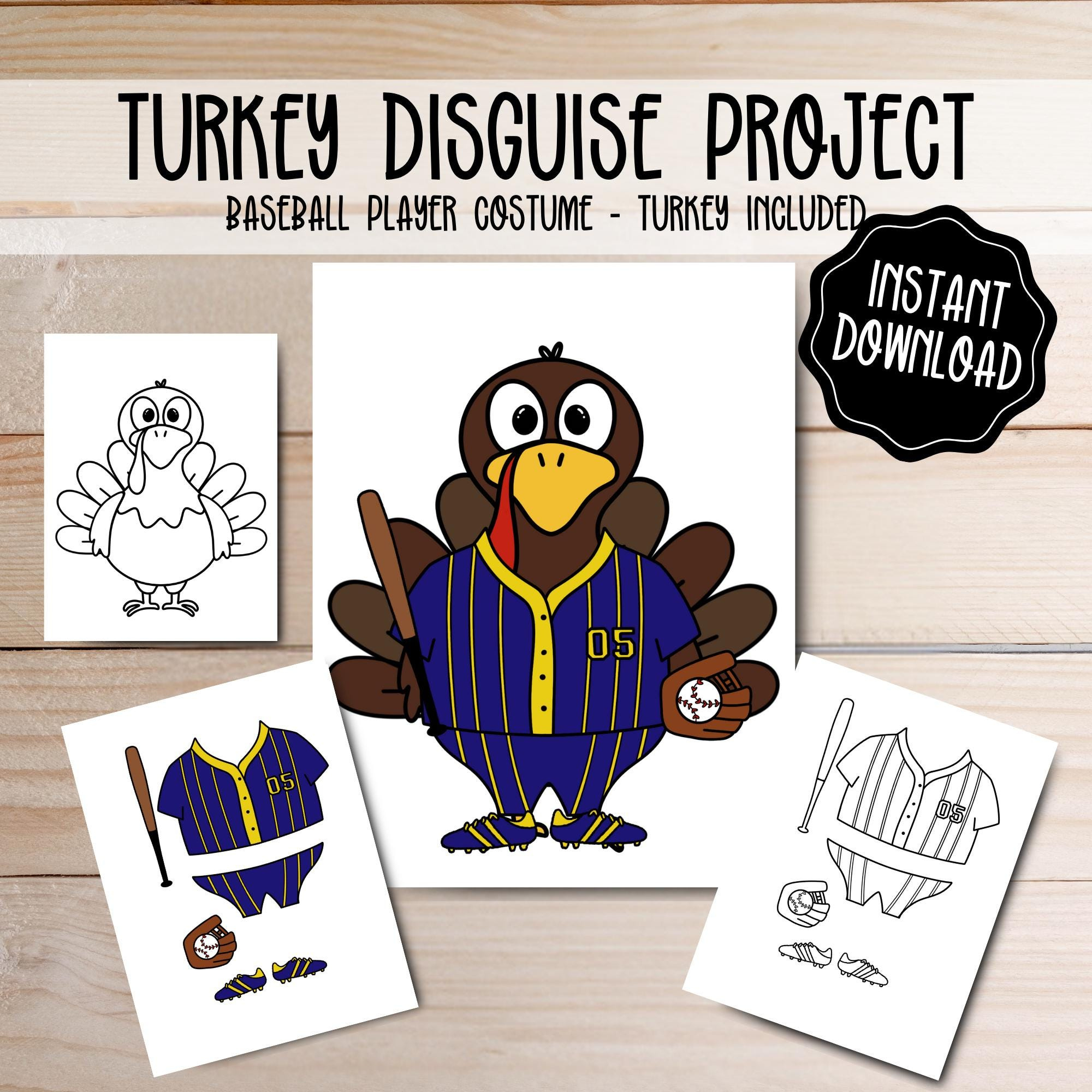Turkey Disguise Printable: Baseball Player Costume Craft (Digital pertaining to Disguise a Turkey Baseball Player Template