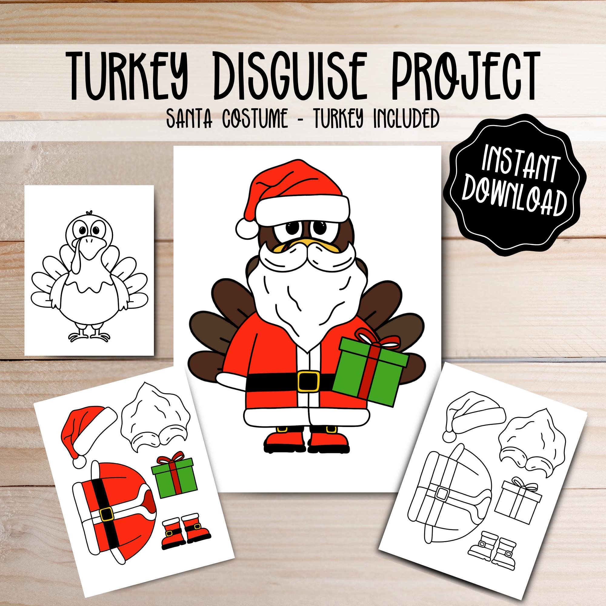 Turkey Disguise Printable: Santa Costume Craft (Digital Download with regard to Turkey Disguise Santa Template