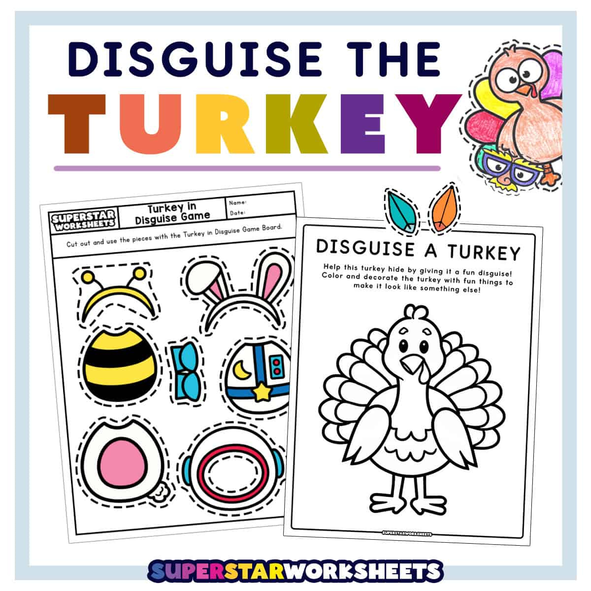 Turkey Disguise Project - Superstar Worksheets for Disguise a Turkey Project Template