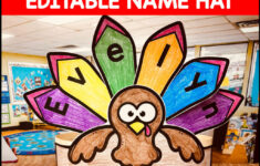 Turkey Editable Name Hat & Craft For Thanksgiving Activities intended for Turkey Name Template