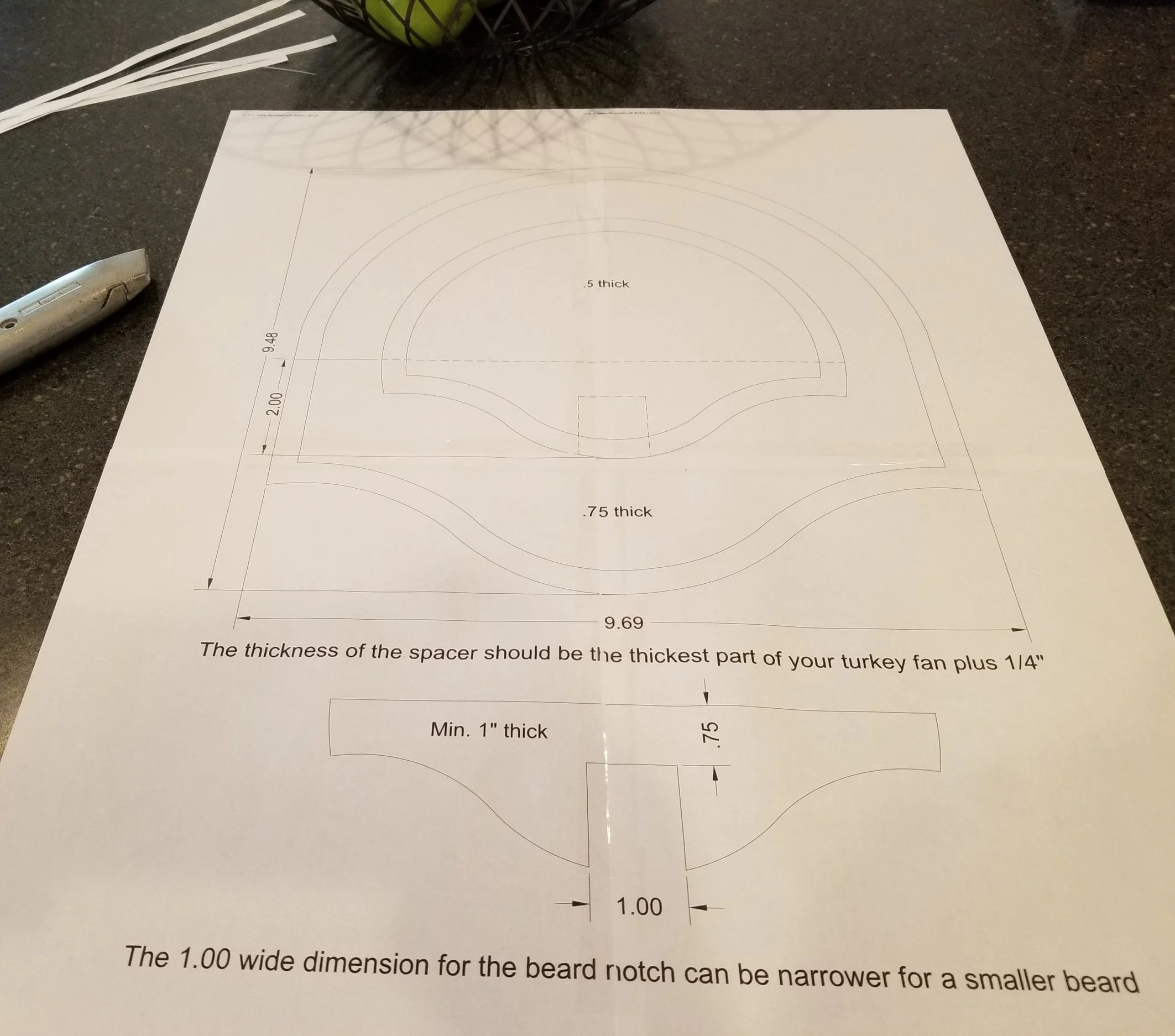 Turkey Fan Mount — Third Stall Woodworking for Free Printable Turkey Fan Mount Template