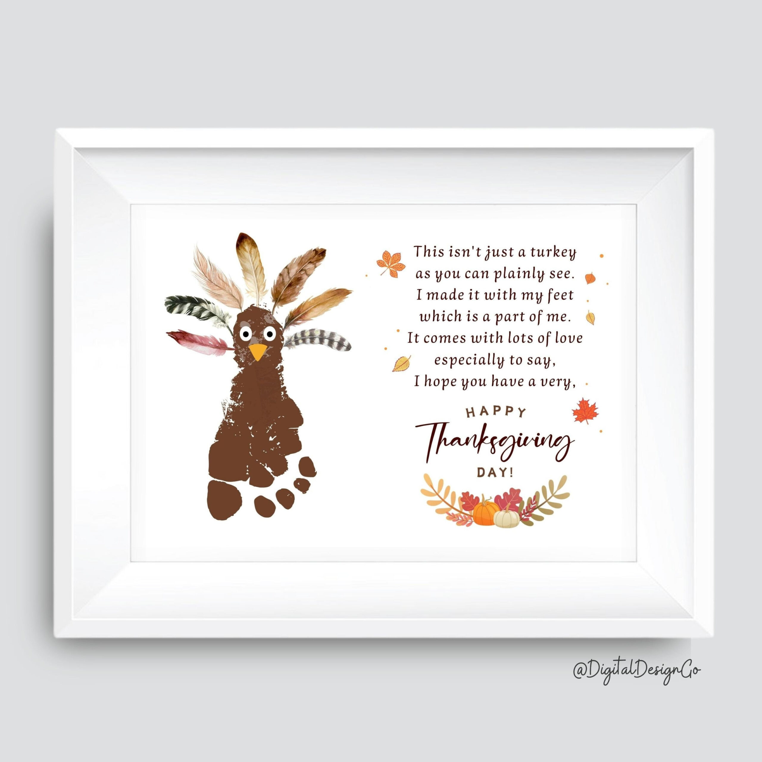 Turkey Footprint Craft, Poem, Thanksgiving Craft, Kids Baby intended for Turkey Footprint Template
