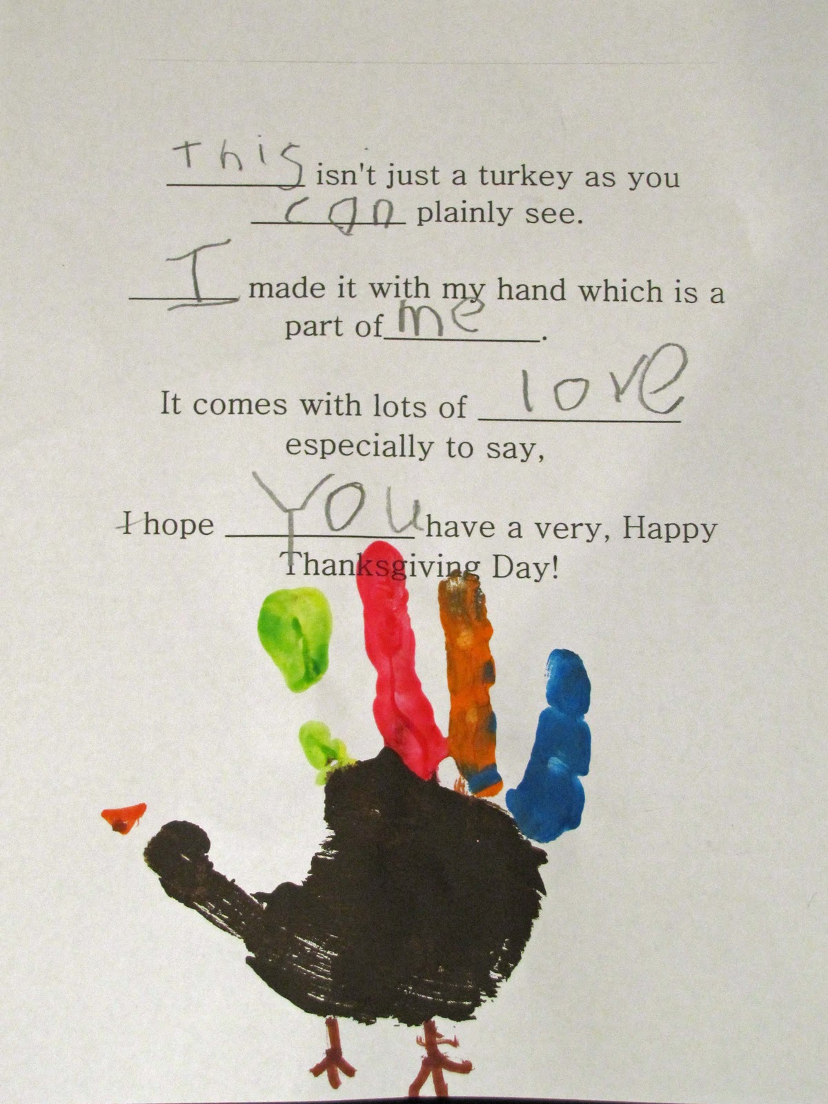 Turkey Handprint Keepsake &amp;amp; Poem | School Time Snippets with regard to Dltk Turkey Template