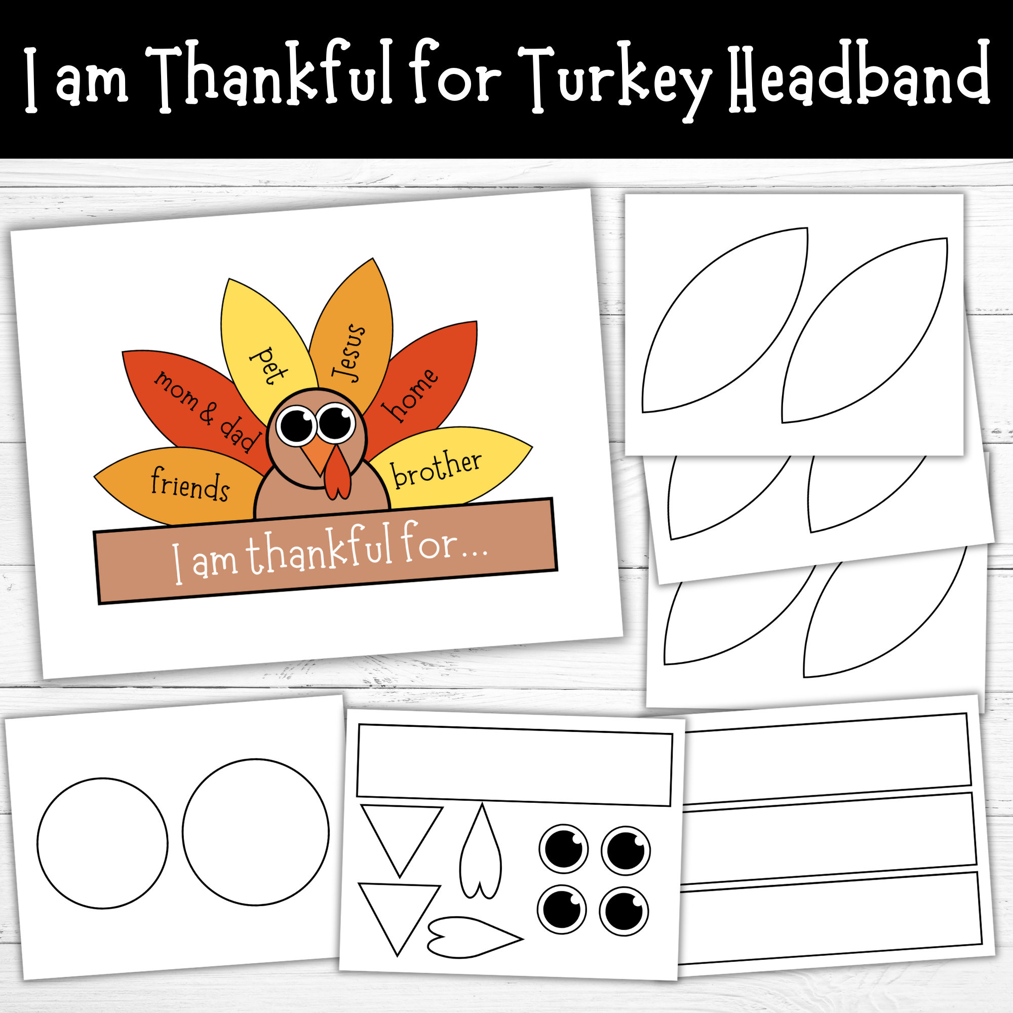 Turkey Headband Craft, Turkey Hat Paper Crown, Thanksgiving Turkey in Printable Turkey Headband Template