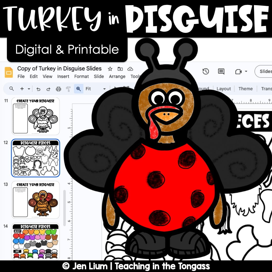 Turkey In Disguise Craft Template Project Digital And Printable with Turkey Trouble Turkey Template