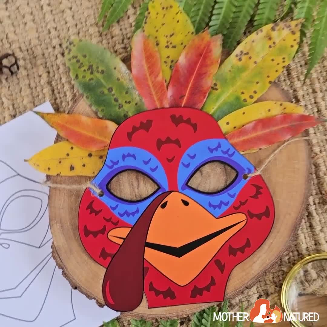 Turkey Mask | Thanksgiving Turkey Mask | Printable Turkey Mask | Color-In  Turkey Mask | Paper Turkey Mask regarding Turkey Mask Template