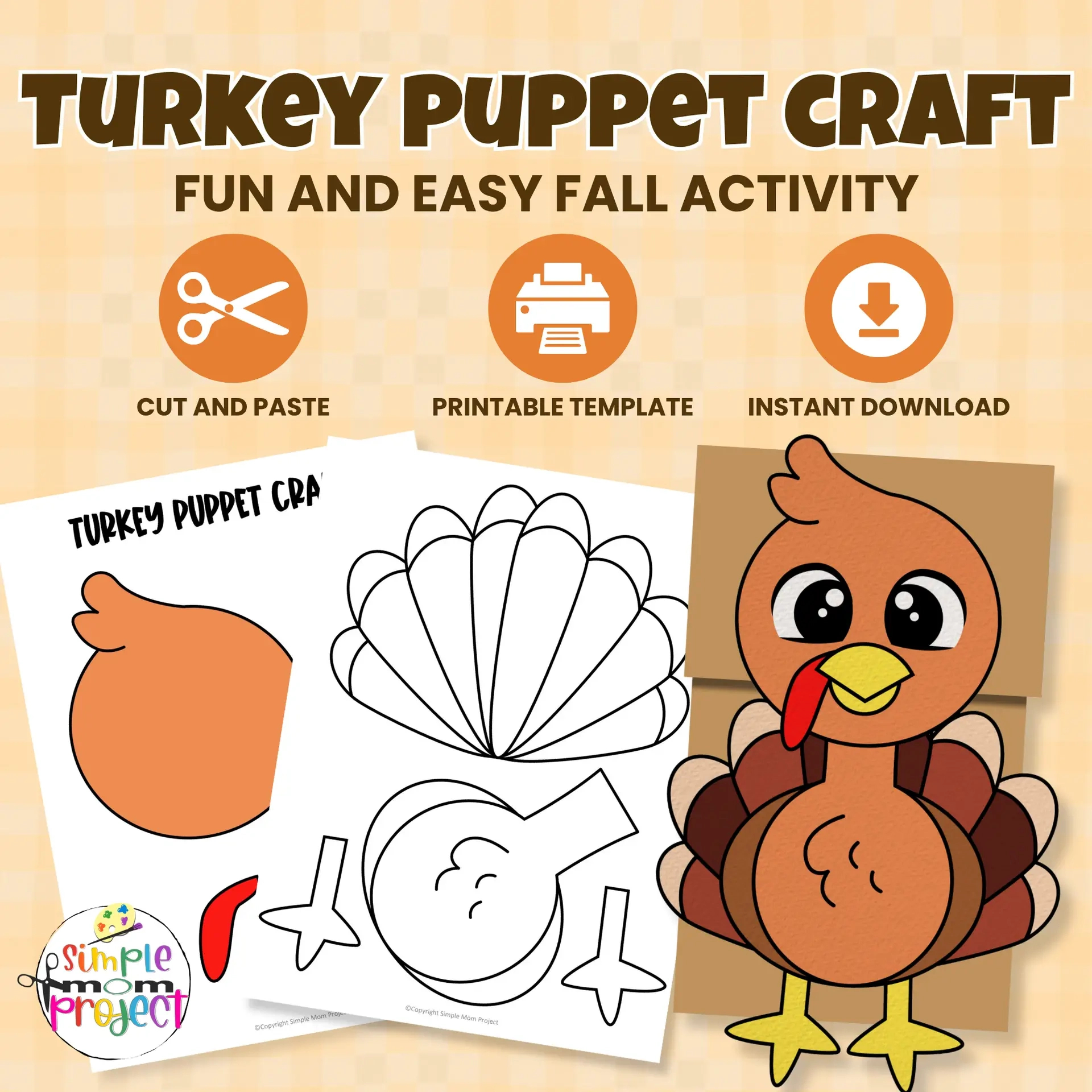 Turkey Paper Bag Puppet – Printable Craft Template For Kids regarding Free Printable Printable Turkey Paper Bag Puppet Template
