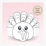 Turkey Paper Coloring Crown,Thanksgiving Paper Hat For Kids Throughout Thanksgiving Turkey Mask Template