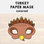 Turkey Paper Mask Printable Thanksgiving Costume Craft Activity Within Turkey Face Mask Template