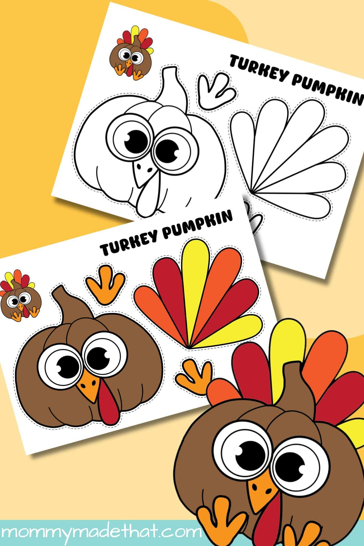 Turkey Pumpkin Craft (Free Printable) in Turkey Pumpkin Template