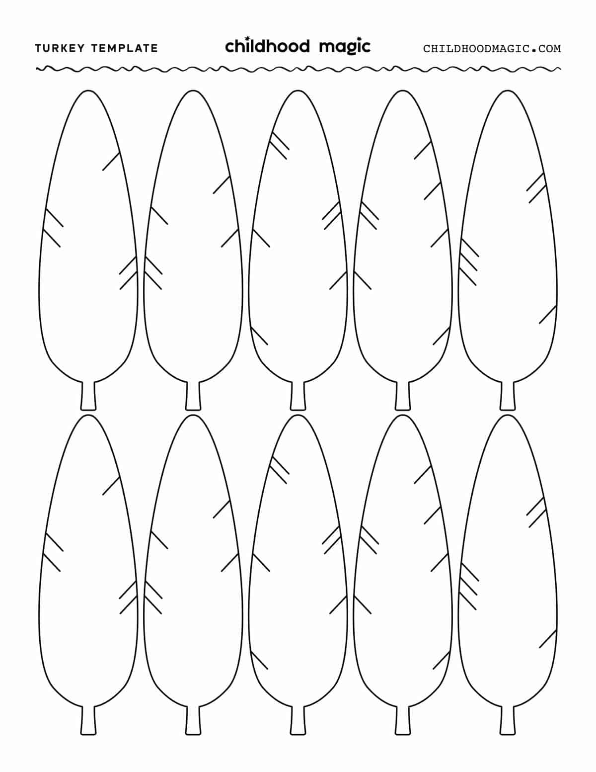 Turkey Template - Childhood Magic throughout Free Turkey Feather Templates