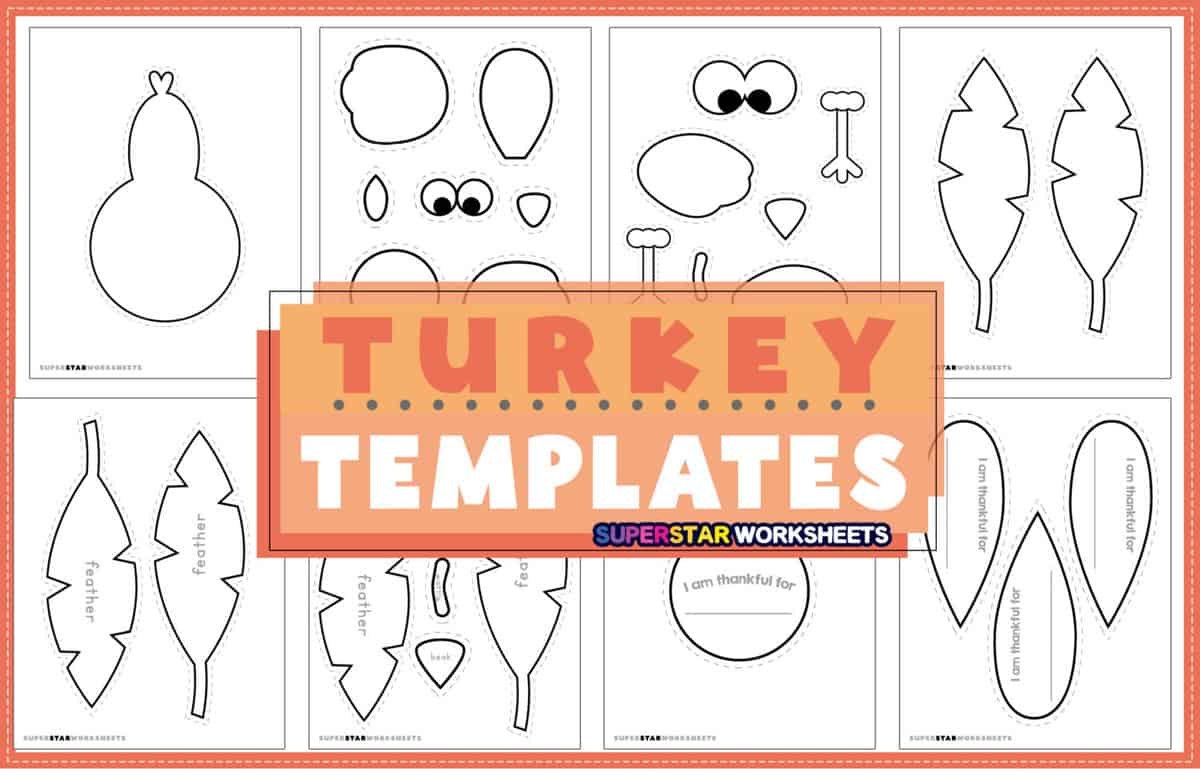 Turkey Templates (Free Printables) - Superstar Worksheets with Free Pincone Turkey Feather Templates