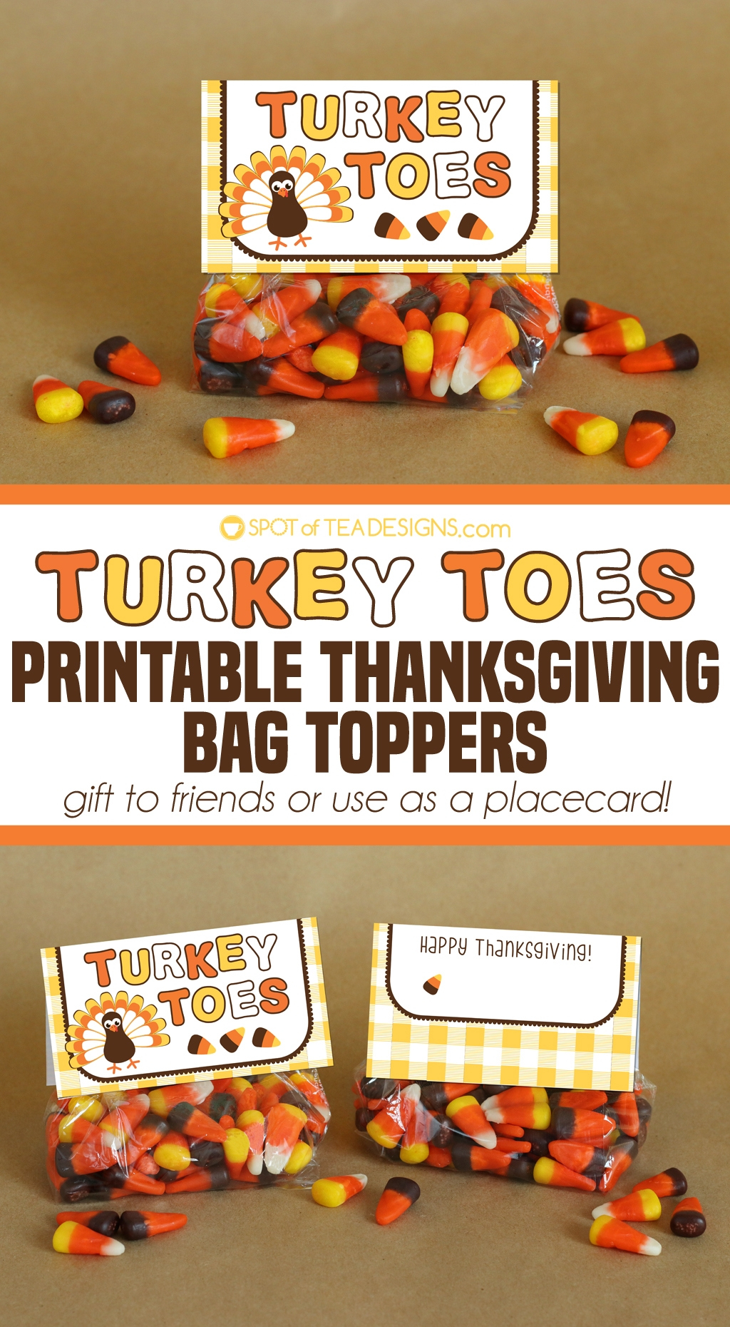 Turkey Toes Thanksgiving Bag Toppers - Spot Of Tea Designs throughout Free Turkey Toes Template