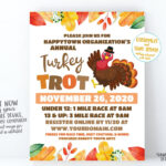 Turkey Trot Flyer, Thanksgiving Fundraiser Flyer, Turkey In Turkey Trot Template