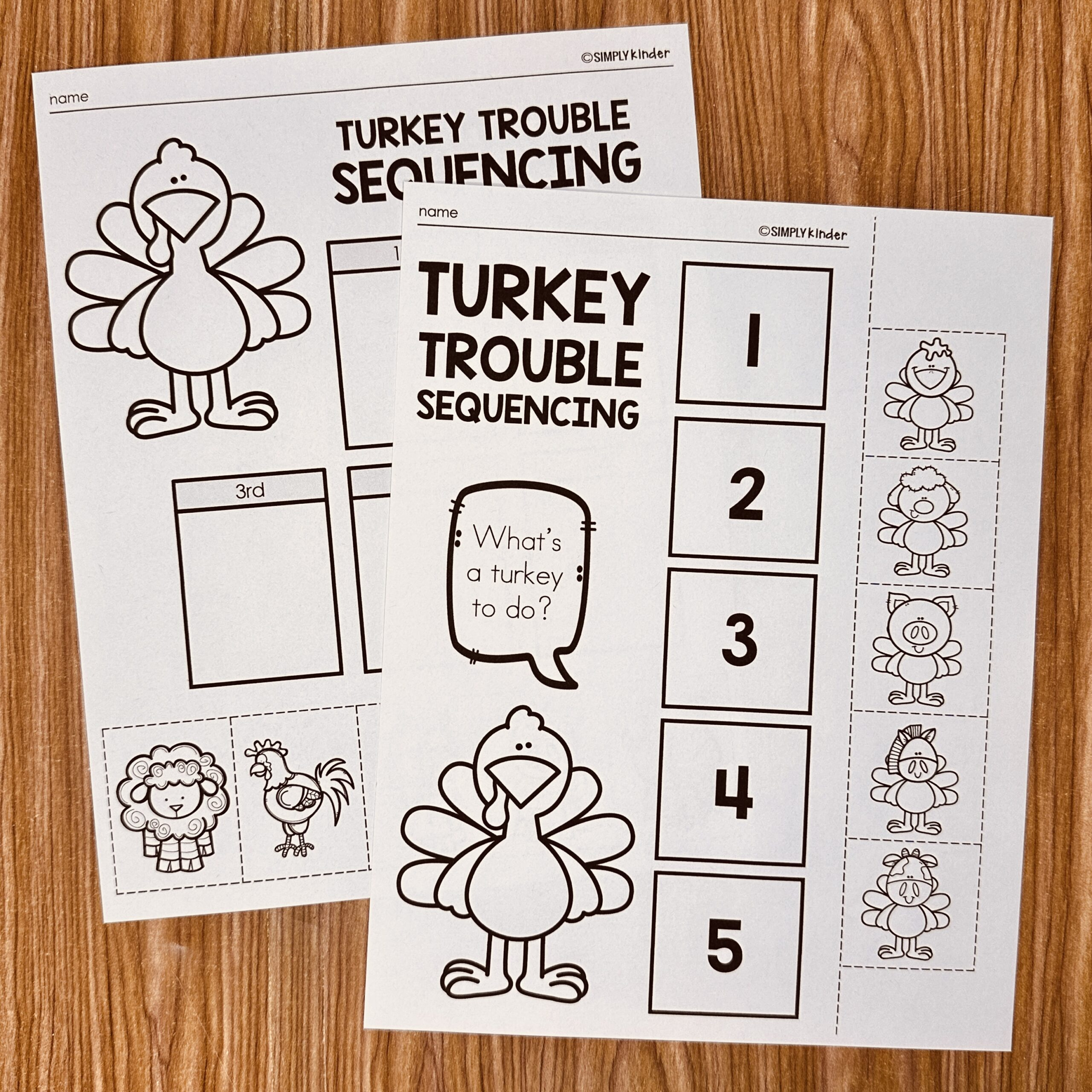 Turkey Trouble Sequencing - Simply Kinder + Printable Membership regarding Free Turkey Trouble Template