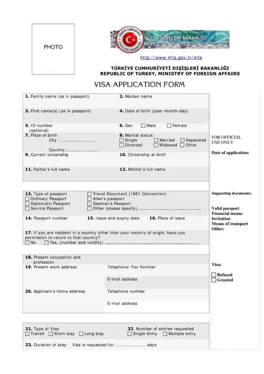 Turkey Visa Form ≡ Fill Out Printable Pdf Forms Online in Travel Insurance For Turkey From Pakistan Template
