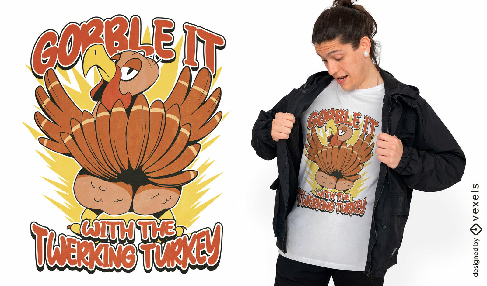 Twerking Turkey T-Shirt Design Vector Download inside Turkey Shirt Template