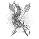 Two Indian Arrows And Bird Feather Tattoo Intended For Indian Arrow Feather Printable Template