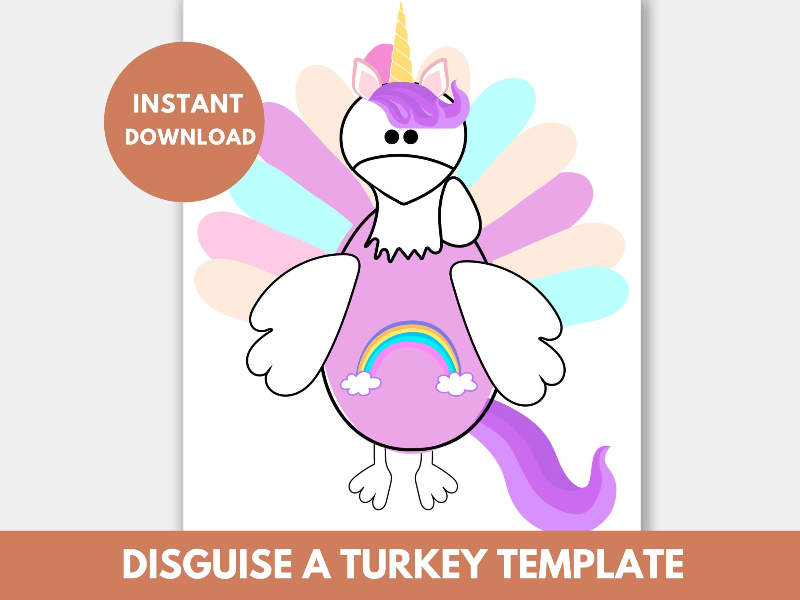 Unicorn Turkey - Etsy for Turkey in Disguise Unicorn Template