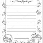 Vector Black White Thanksgiving Card Thankful Line Vertical Letter Within Turkey Letter Template