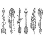 Vector Ethnic Arrows With Feathersvalentina Gurina Art With Indian Arrow Feather Printable Template
