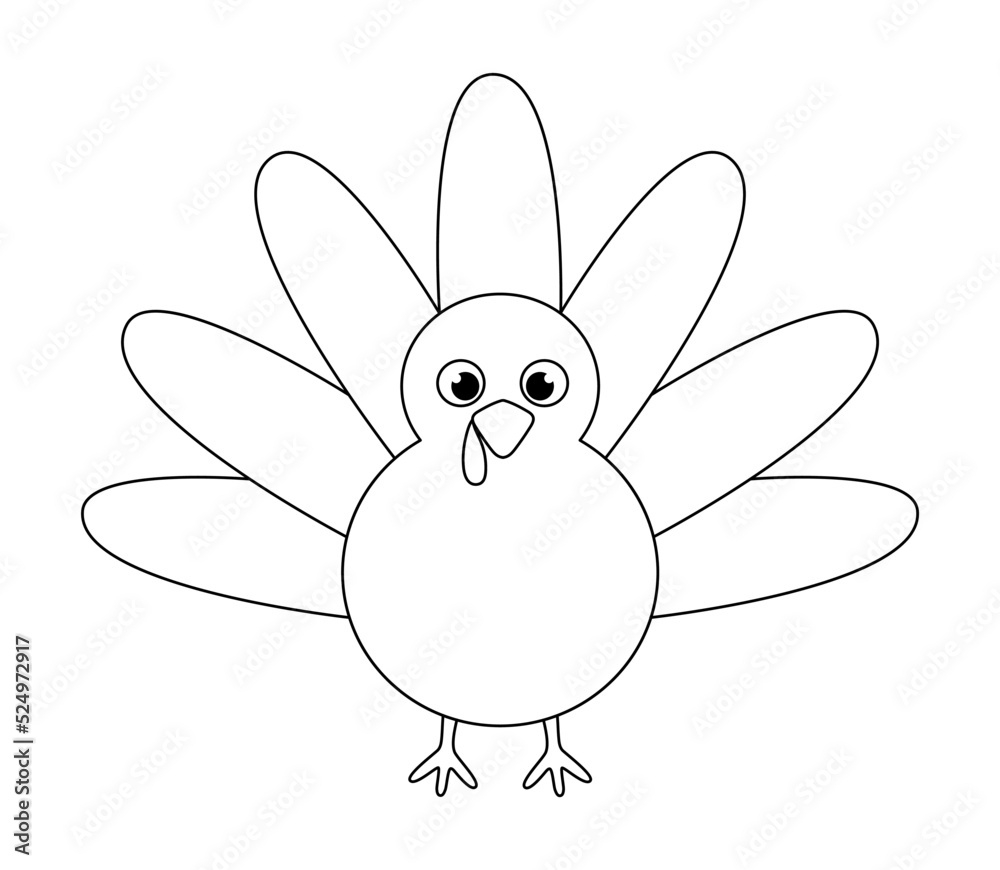 Vector Illustration Of Thanksgiving Turkey Isolated On White with regard to Turkey Outline Template