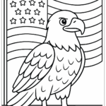 Veterans Day Bald Eagle With Flag Coloring Page (Free Pdf&Png For Veteran Eagle Feather Template