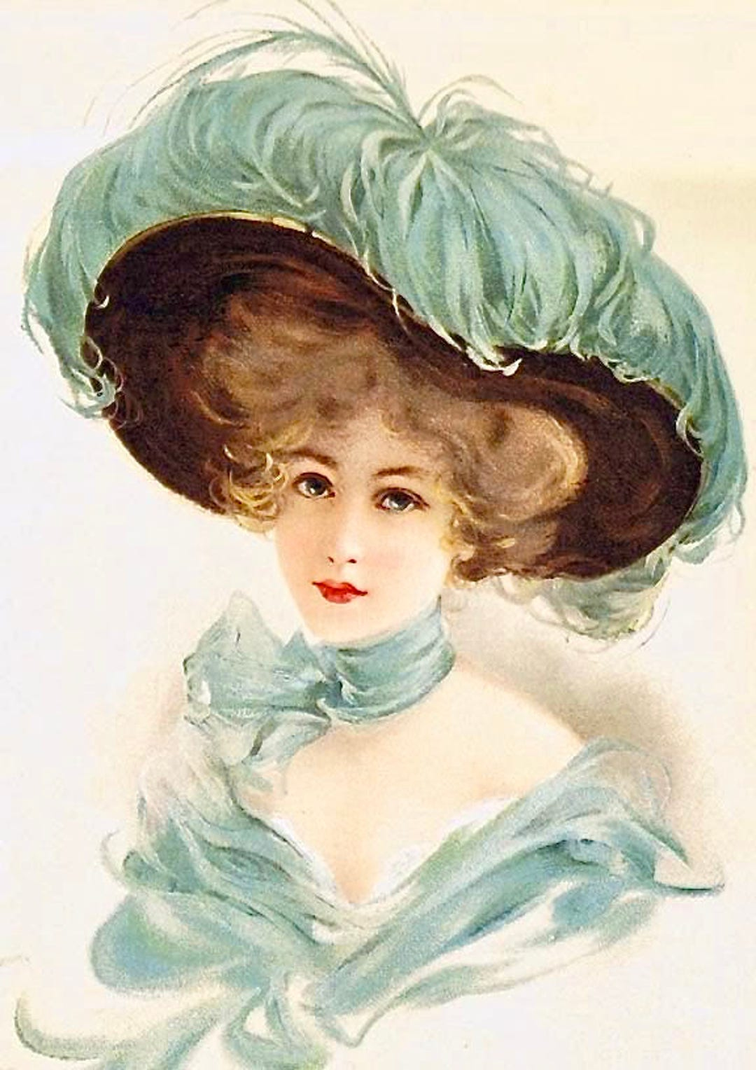 Vintage Victorian Green Feather Hat Lady Victorian Graphic Image pertaining to Victorian Feather Template