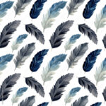 Watercolor Feather Seamless Pattern. Feather Pattern For For Fabric Feather Template